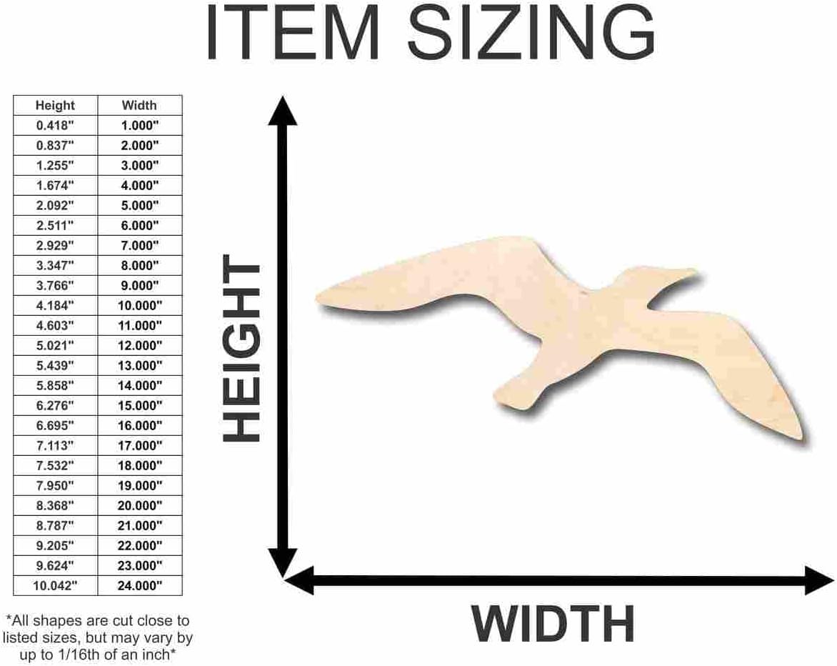 Unfinished Wood Seagull Shape Beach Bird Wildlife Craft up to 46" DIY 16" / 3/4"