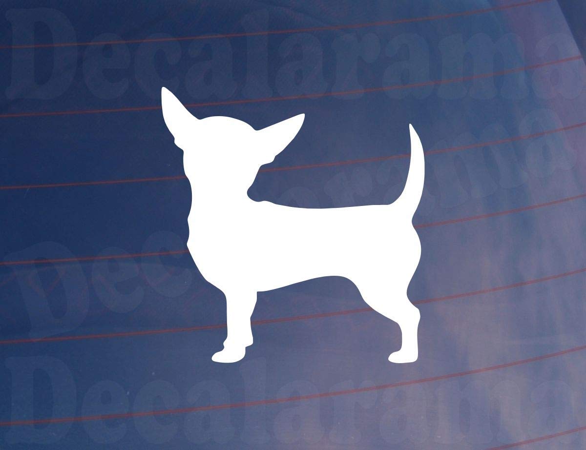 Decalarama White 2X Car Sticker Chihuahua Dog Silhouette Novelty Van Window Bumper Home House Decal