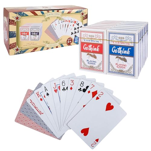 GOTHINK 12 Pack Standard Playing Cards with Plastic Coating,Poker Size