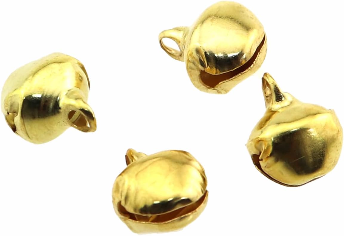 100PCS Mini Iron Bells Small Metal Craft Bells 0.44x0.36inch Handmade Bracelet Anklet Bells Pet Pendant Keychain Pendant Used for DIY Holiday Material Decoration Christmas Bells