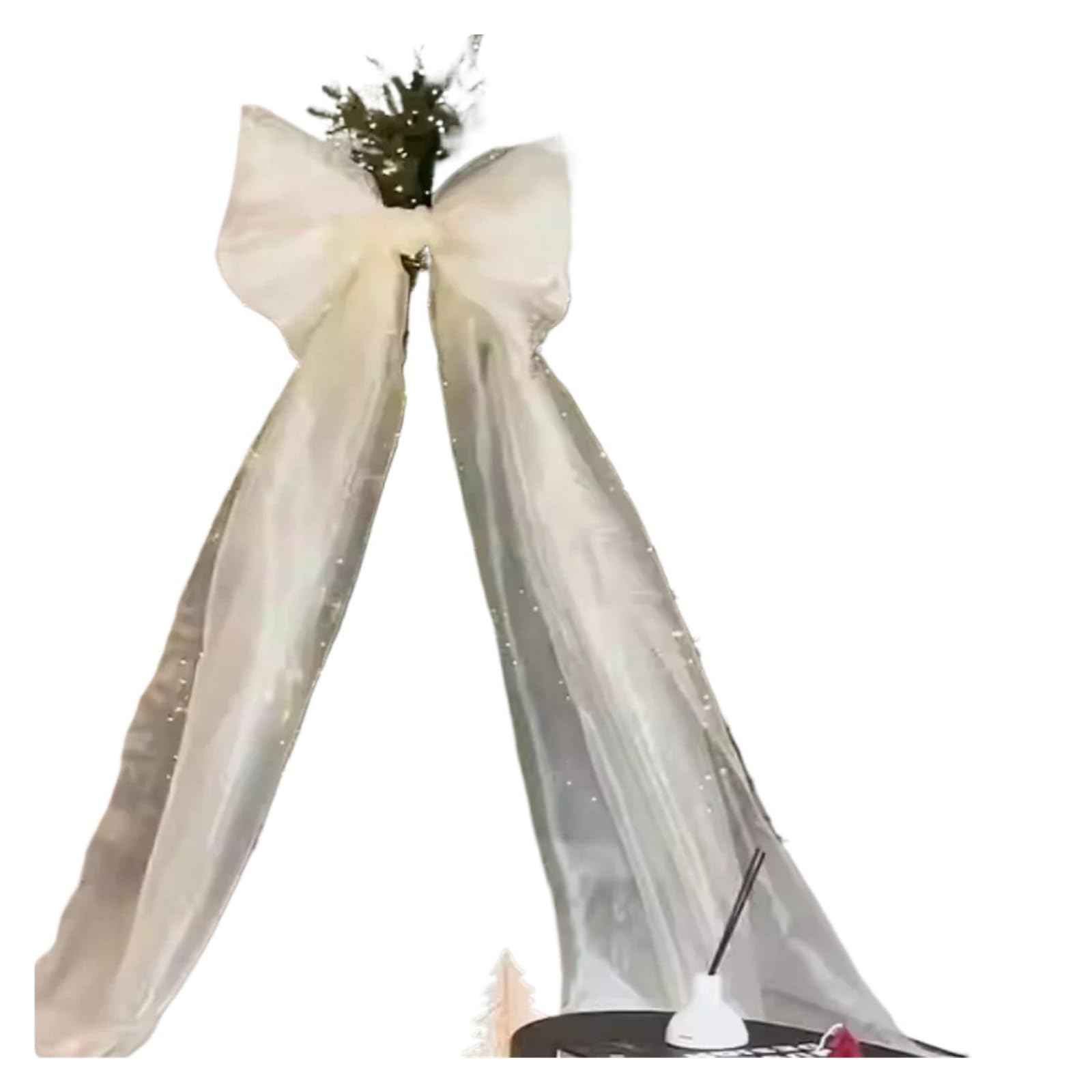 MFESFCS Giant Bow Decorations Big Bow Tie Organza Bow Decors DIY Topper Outdoor Bowknot(Organza White)