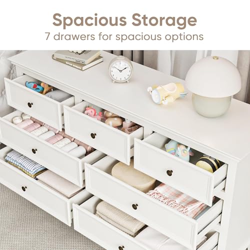 RoyalCraft White 7 Drawer Dresser for Bedroom, Modern Chest of Drawers with Solid Wood Legs and Painted Finish, Wooden Storage Closet Cabinet Organizer for Living Room, Hallway - Image 4