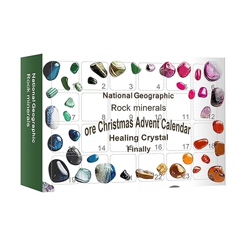 EBbels Erz Weihnachten Adventskalender Heilkristall 24-Tage Weihnachts Countdown Kalender Edelsteinspielzeug Weihnachtsüberraschung Kalender Geschenke Für Kinder