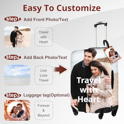 Custom Luggage Cover Personalized Suitcase Covers For Luggage with Photo Text Name Logo Double Sided Customized Elastic Washable Anti-Scratch Suitcase Cover For Travel Business(S)2