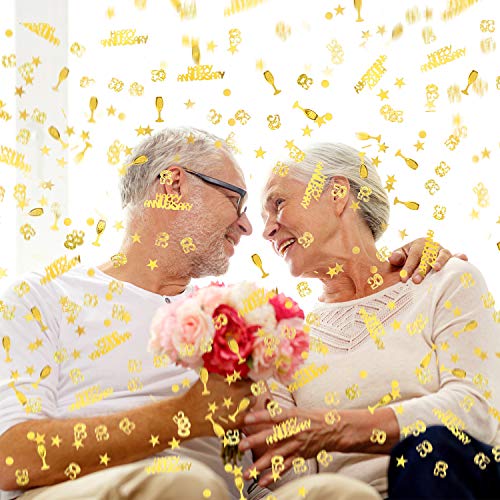 Image of WILLBOND 3000 Pcs Gold 50th Anniversary Confetti Glitter Confetti Table Scatter Decorations for 50th Anniversary Wedding Birthday Party Decoration (Pack of 3)