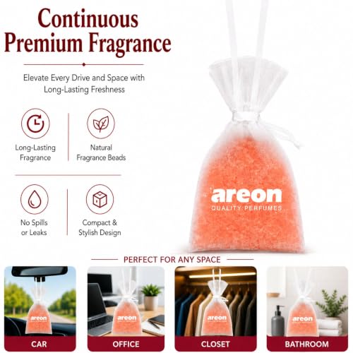 Image of AREON Pearls Apple & Cinnamon Hanging Air Freshener, Quality Perfume Pack 3 | Long Lasting Fragrance - Premium Quality Perfume - Eliminates Unpleasant Odors - Ideal for Car - Home - Office - Wardrobe