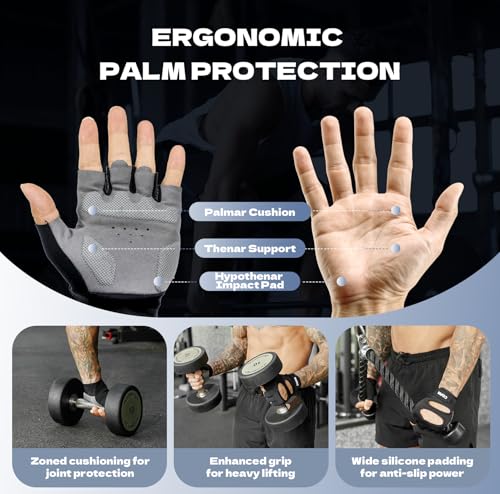 COFIT Fitnesshandschoenen voor Heren en Dames, Ademend Trainingshandschoen met Handpalmbescherming, Anti-Slip Gewichtheffershandschoenen met Polssteun - Zwart M - Afbeelding 3