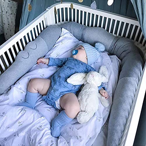Baby Crib Bed Bumper Pillows for Baby Kids Boys Girls Toddler,Breathable Newborn Infant Cradle Cot Rails Alligator Pads Decor Protector Baby-Crib-Bumper(Grey) - Thumbnail 3