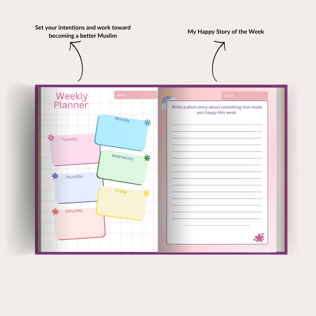 My Path to Faith: Islamic Diary for Young Muslims | Journal, Namaz Tracker, Daily Duas, and Reflections | Includes Free Stickers, Pen, and Bookmark 3