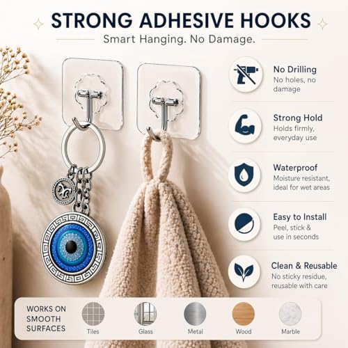 Image of AutokraftZ Evil Eye Keychain for Bike Car and Home Keys with ππ±π΅π²ππΆππ² ππΌπΌπΈ | Good Luck Protection Charm Key Ring | Stylish Evil Eye Key Chain for Positivity | Gifting & Decorative Purpose