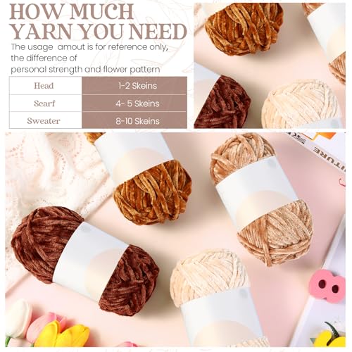 Image of Xinnun 12 Skeins 1116 Yards Chenille Velvet Soft Thick Plush Yarn Bulk for Crocheting Knitting Blanket DIY Weaving Craft, 6mm, 3.5 Oz /Skein(Retro Color)