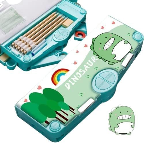 Image of Multifunctional Dinosaur Pencil Box for Kids - Magnetic Pop-up Box for Boys & Girls - Dinosaur Theme Return Gifts