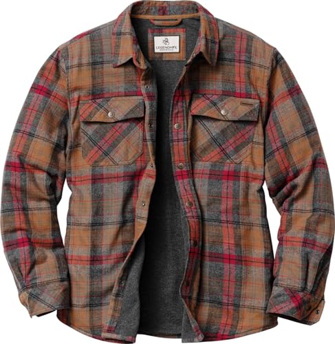 Image of Legendary Whitetails Mens Thermal Lined Shirt Jacket Plaid Flannel Polyfill Insulated Shacket