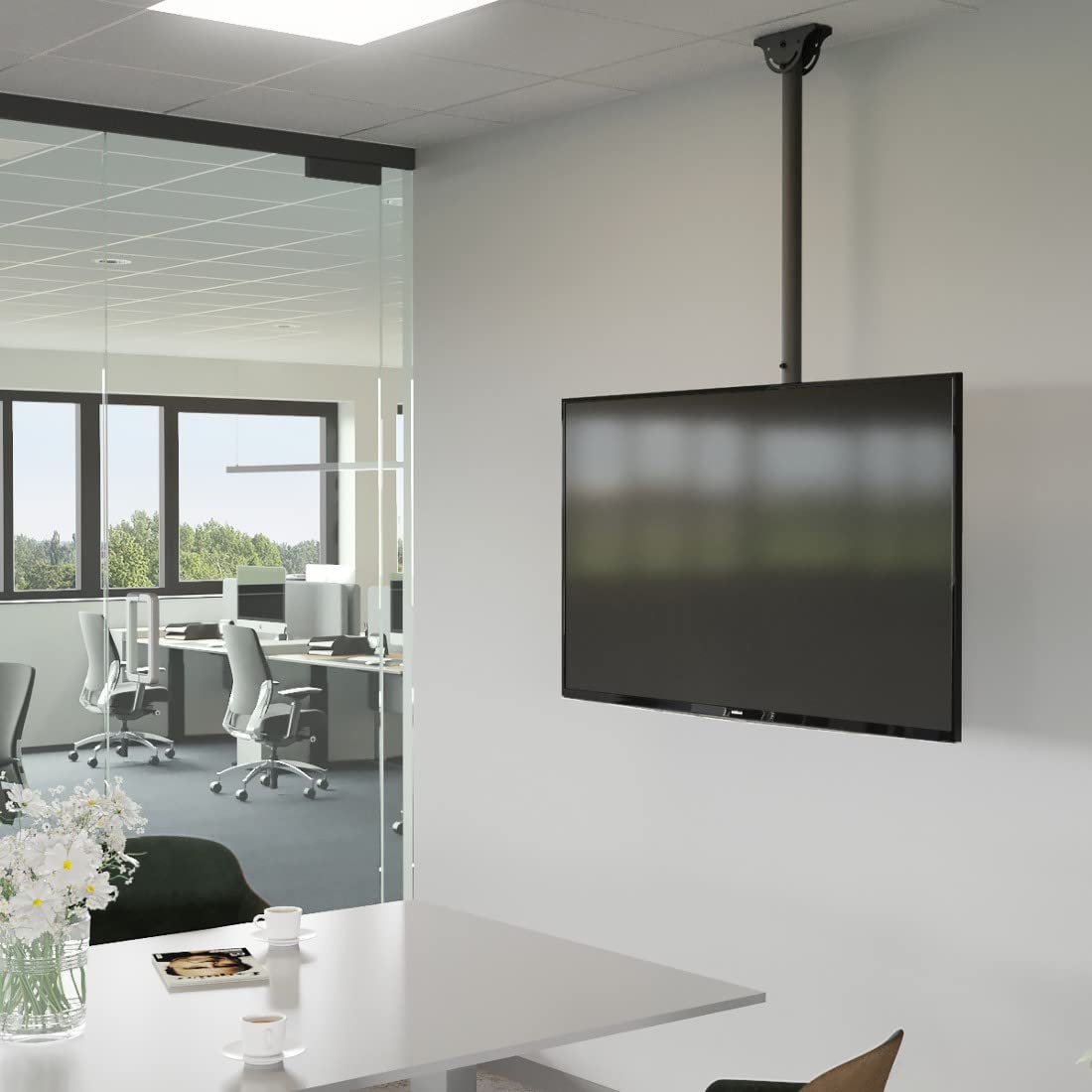 Hama 118655 Supporto per TV da soffitto, Nero