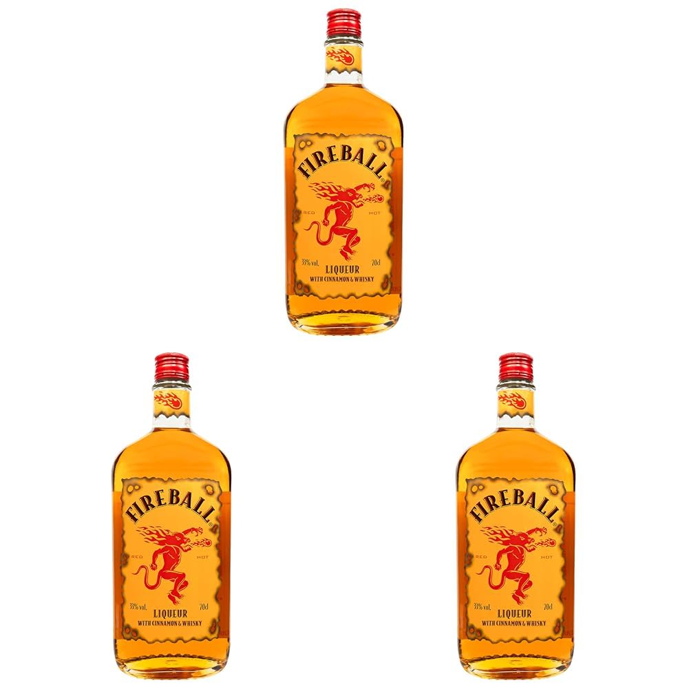 Fireball Likör Blended With Cinnamon & Whisky (1 x 0,7 l) (Packung mit 3)