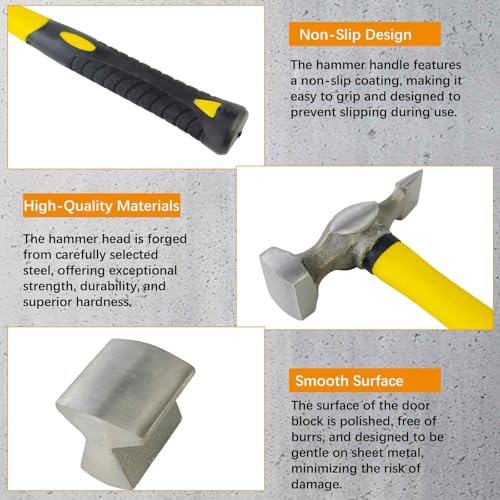 Image of 7Pcs Auto Body Repair Kit, Craft Panel Beating Hammer and Dolly Set Hammer Dent Body Fender Tool Carbon Steel Hammers and Dollies for Dent Repair and Fender Work