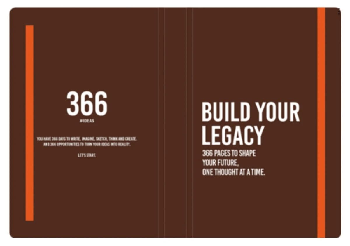 be online A5 Notebook 366 Day Diary Premium Hard Cover Format 14 x 21 cm 80 g Ivory Lined Paper Elastic Closure Ideal for Work and Gift (BROWN) - Image 2