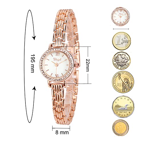 Clastyle Rose Gold Watch And Bracelet Set For Women Elegant Rhinestone Slim Wrist Watch With 2 Bangles Mother Of Pearl Ladies Bracelet Watches Gift #TOP5