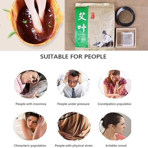 XINANDYAO 100Bags Mugwort Herb Foot Soak , Lymphatic Drainage Chinese Herbal Organic Wormwood Leg Foot Bath Bag, Chinese Herbal Foot Bath Spa Powder Kits Foot Reflexology Rela 100pcs