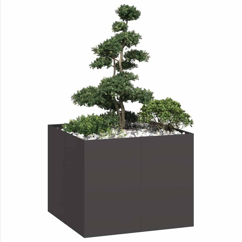 vidaXL Pflanzkübel Schwarz 100x100x80 cm – Pflanzschale aus kaltgewalztem Stahl