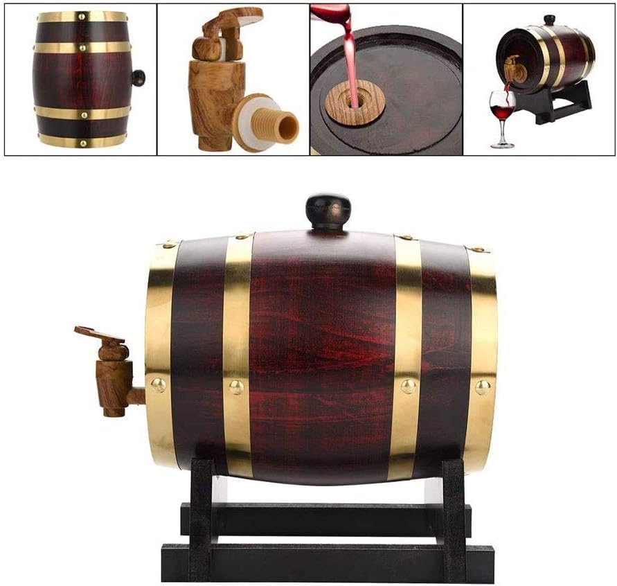Botte di vino in legno di rovere, in stile vintage, dispenser da tavolo per conservare whisky, aceto, birra, mini botte da 5 l