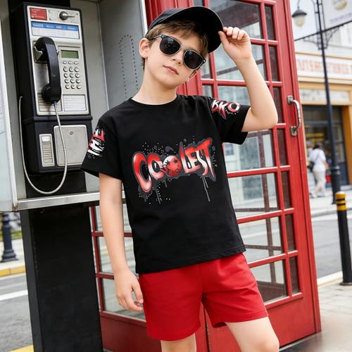 Image of Yoxindax Boys Clothes 2-Piece Casual Street Style Turn-Down Collar Half Zip Kids 4-12 Years Teen Boys Summer Outfits