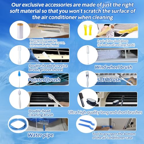 ZSPLIT-MAIR Mini-Split-Reinigungsbeutel, 16-teiliges Mini-Split-Reinigungsset, Reinigungshülle für Split-Klimaanlagen (dunkelblau, mittelgroß)