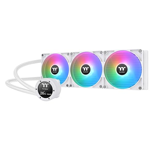 Thermaltake TH420 V2 Ultra ARGB Sync/AlO Liquid Cooler/ARGB Fan 140 * 3/PWM 500~1800rpm/Water Block 2.1" LCD/White, CL-W407-PL14SW-A - LCD - 420mm - White