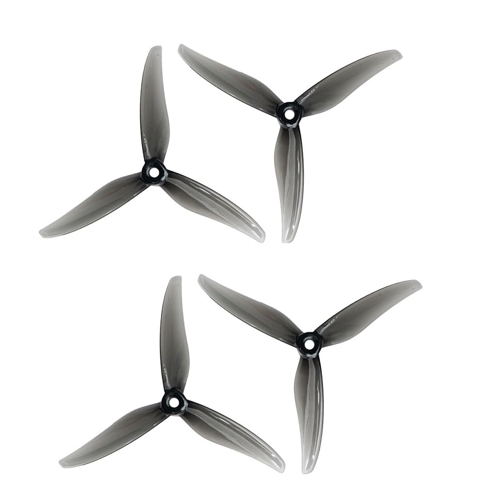 Gemfan Fury 5131.0 Lot de 2 paires d'hélices 3 lames CW CCW pour drone RC Quadrirotor Pièce de rechange (gris translucide