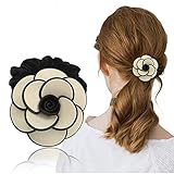 Go and Crab Ponytail Holders - France Hair Accessories - Women's Elastic Hair Ties Rope Band - Camellia Flower - Cellulose Acetate Hair Ornament Tiara - Hair Jewelry for Wedding Party (beige)
