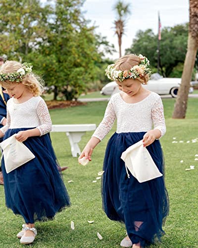 Image of Topmaker Flower Girl Dress for Toddler Baby Girls,Lace Tulle Dress for Wedding,Birthday Party,Photoshoot,Special Occasion