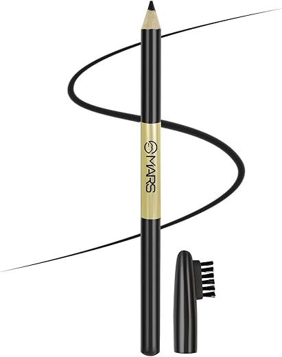 MARS Eyebrow Pencil With Spoolie | Long Lasting & Smudge Proof | High Pigmented Eyebrow Pencil | (1.2 gm) (Black)
