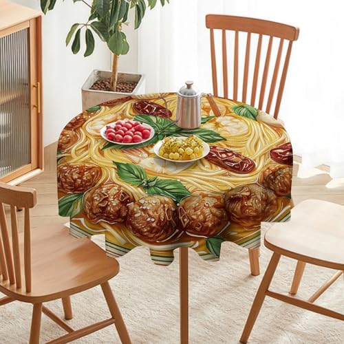 Nappe de table ronde imperméable jaune lavable en machine pour buffet