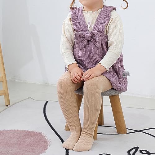 Image of Baby Toddler Girls Cable Knit Tights, Non-Slip Footed Stockings | Cable Knit Texture, Non-Slip Sole Design, Footed Tight Style, Baby Girl Fit, Newborn to Toddler Sizes