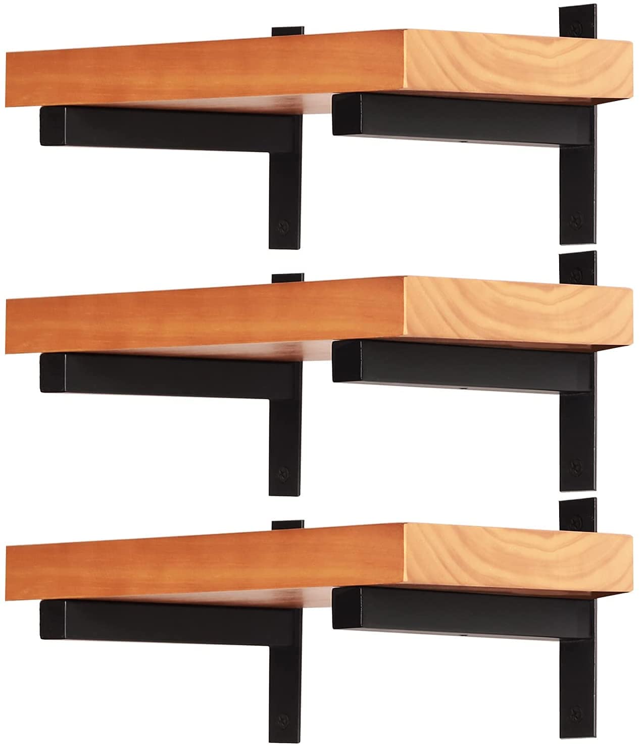 DIAMOND BRAND Shelf Brackets,Heavy Duty Wall Mounted Floating Brackets, Shelf Supports Hidden Black Metal Brackets(6 PCS,6IN)