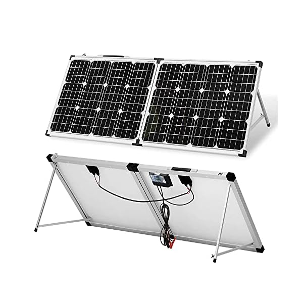 DOKIO Solarkoffer 100W mit Solar-Laderegler (2 USB-Ports) für 12V Batterie Inklusive Transporttasche