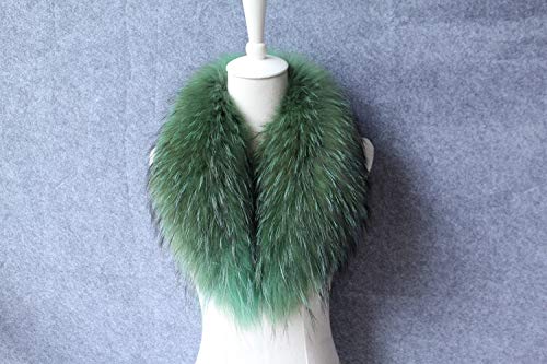 LVCOMEFF Women Real Raccoon Fur Collar Neckwear Scarf with Clamp Clip Pink Red Blue Brown Black Green Color3