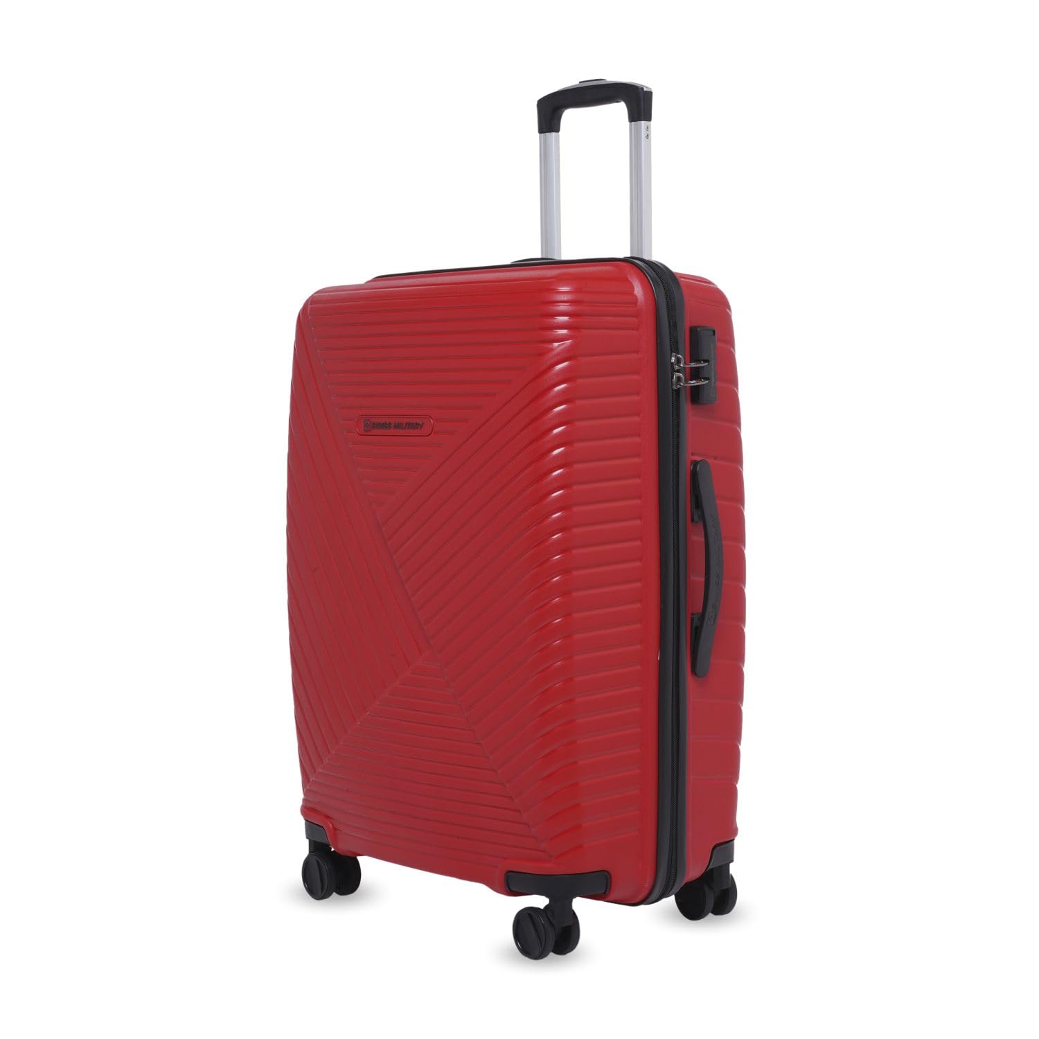 swiss military Zurich Spinner Suitcase, Lightweight Polypropylene Trolley Bag (75CM) for Business Travel, 360° Dual Wheels, Combination Lock, Durable Luggage for Travel (RED)-picture-52