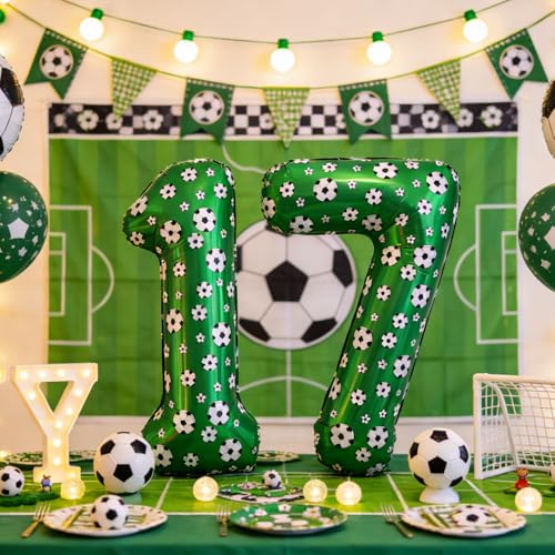 Image of 40 Inch Soccer Number 0 Balloons Large Foil Balloon Number 0 Birthday Deco | World Cup Sports Soccer Theme Decoration For Soccer Party And Boy'S Birthday