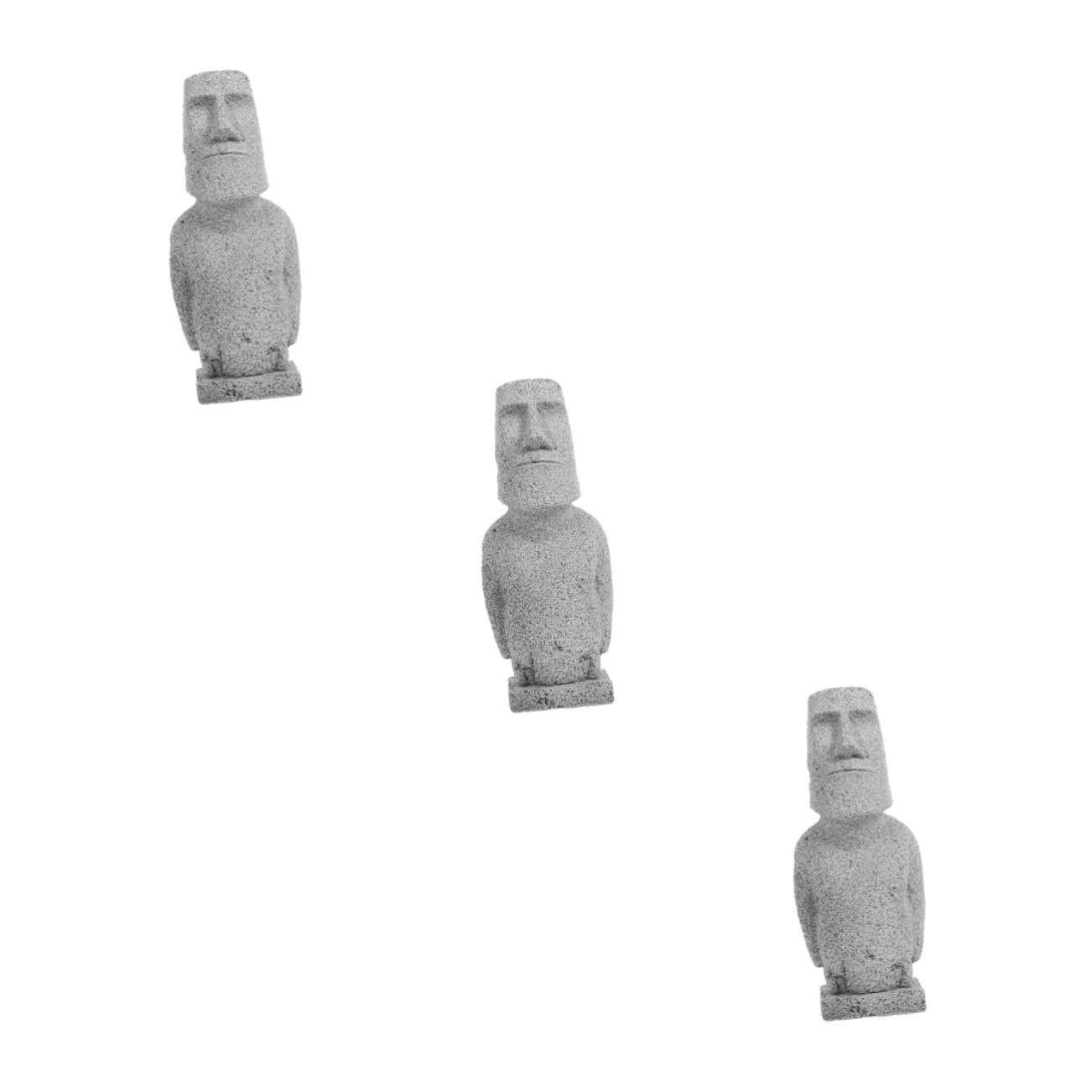 ABOOFAN 3 Pièces Moai Statue Jardin Moai Aquarium Pierre Sculpture Fish Tank Moai Fish Tank Paysage Fish Tank Décoration Fish Tank Ornement Aquarium Décor Aquarium Moai Figure Grès Gris