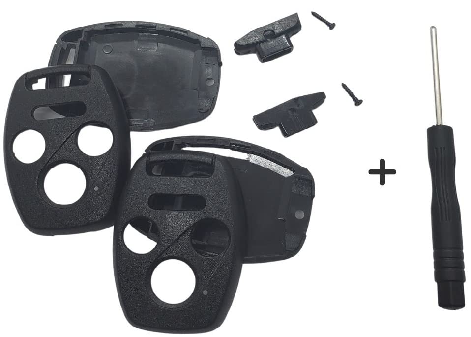 2 Key Shell Case Remote 4 Button Keyless Fob Replacement Cover fits Honda 2003-12 Accord / 2006-13 Civic / 2005-06 CR-V / 2009-015 Pilot. No Key Cutting or Programming