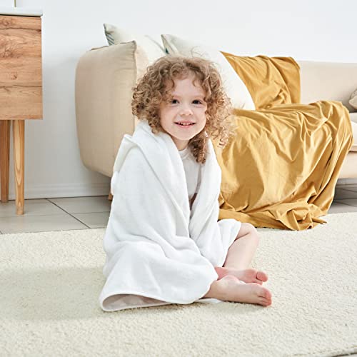 Image of Munich Blue Baby Bath Hooded Towel for Boys and Girls - Soft and Cozy Baby Towel with Cute Bear Ears for Newborn, Infant and Toddler - White, 600 GSM, 35 x 35