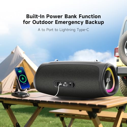 Image of TAZATA Outdoor Speakers Bluetooth Wireless, 90W, Loud | Dass, BT5.3, IPX7 Waterproof, Floatable, RGB Lights, Rugged, Portable Speaker for Party, Pool, Boat, Travel, Beach, Garage
