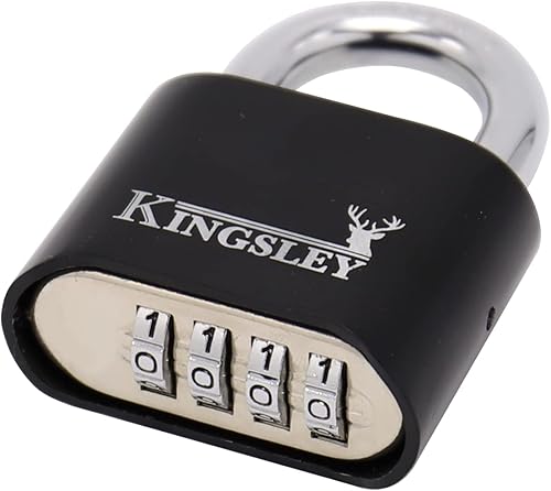 Miniatura 2 de Kingsley Cerraduras de 22 litros para establecer tu propia cerradura de combinación negra, acero endurecido, resistente a la intemperie para