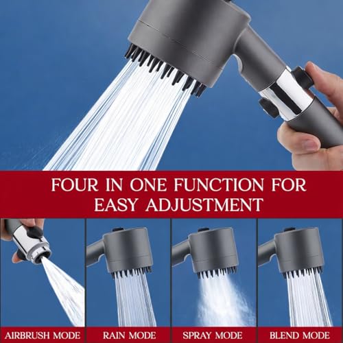 Image of High Pressure Turbocharged Shower Head, One Button Water Stop, 4 in 1 Massage Shower Head, 3 Modes Filtered, Water Saving Head Spray