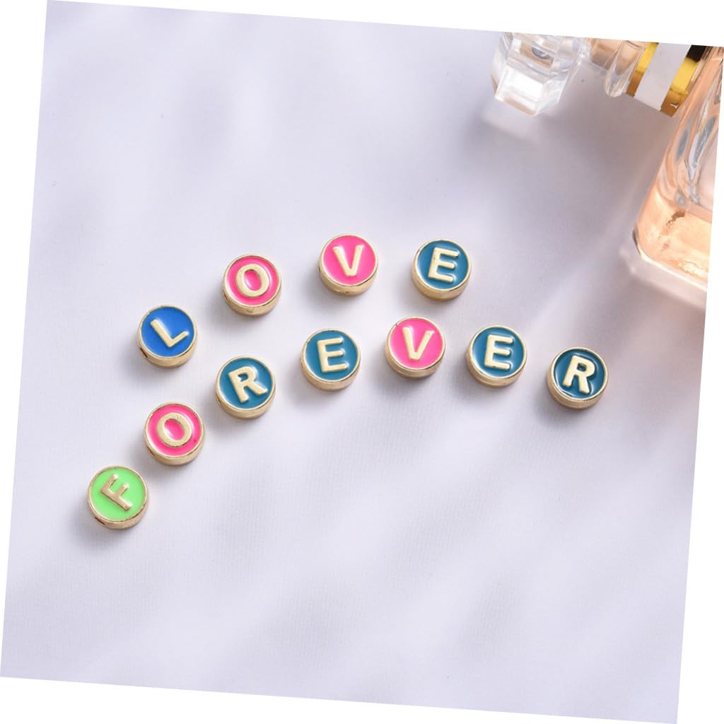 NUOBESTY 4 Sets Handgefertigte Alphabet-perlen Aus Legierung Runde Perlen Für Armband Bastelbedarf 26 Stück X 4