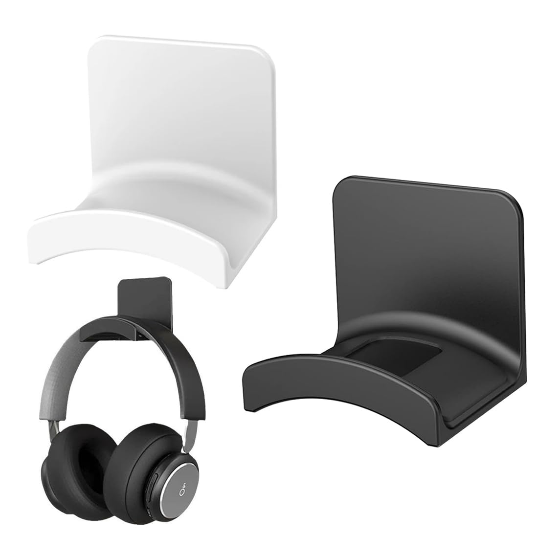 4 pezzi Supporto da Parete per Cuffie porta cuffie da scrivania porta cuffie gaming Universale GancioAppendi Cuffie staffa stand al Muro, Alla Scrivania al Tavolo (Nero e Bianco