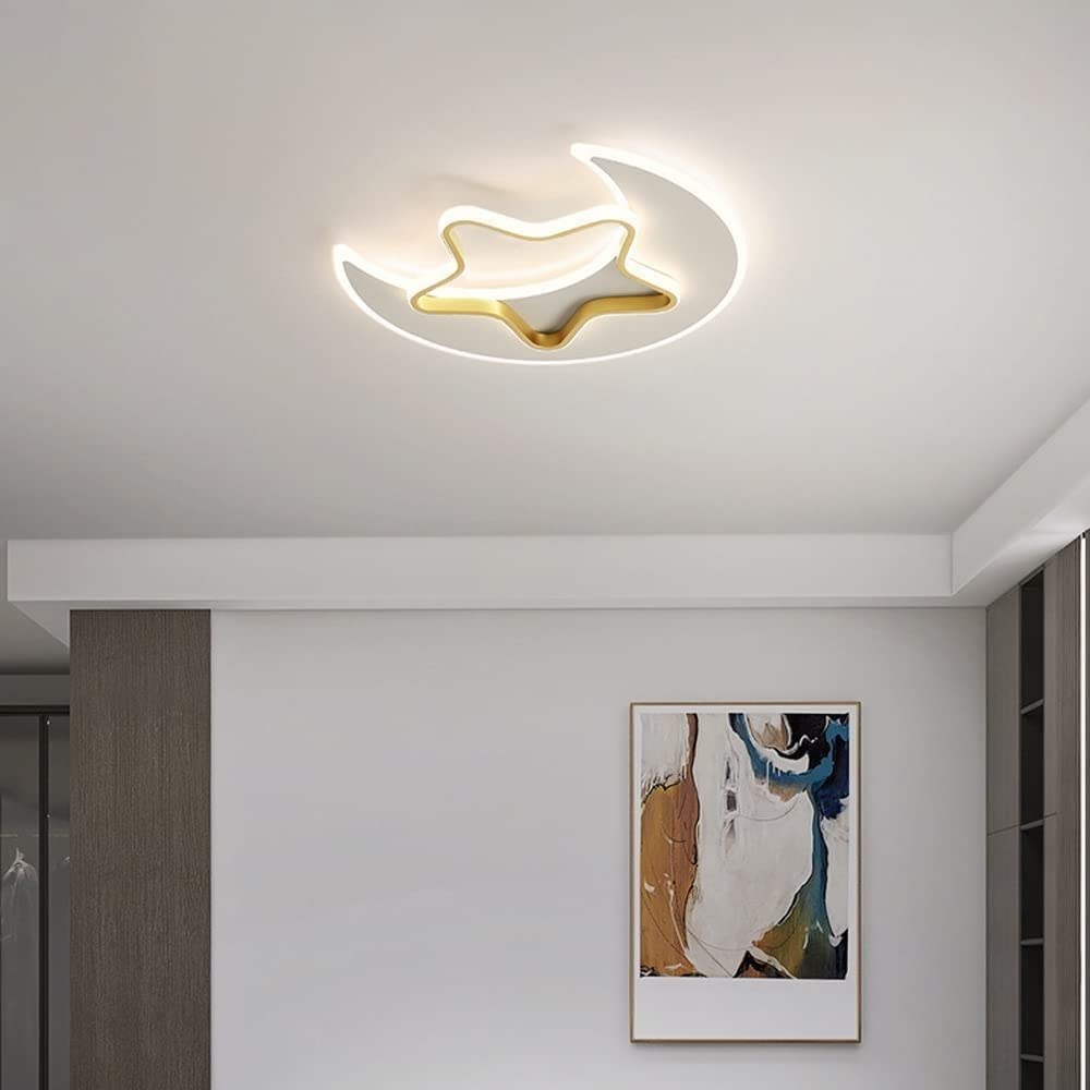 Lampa sufitowa LED w kształcie gwiazdy i księżyca z kreskówek, ochrona oczu, sypialnia, pokój dziecięcy, nowoczesna kreatywna lampa sufitowa, żyrandol