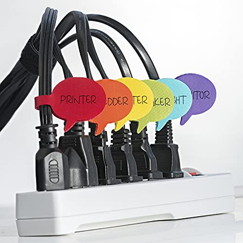 Image of Cable Labels by Wrap-It Storage, Speech Bubbles, White (36-Pack) Write On Cord Labels, Wire Labels, Cable Tags and Wire Tags for Cable Management and Organizer for Electronics, Computers, More