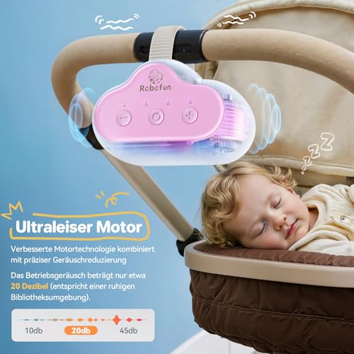 Robofun Kinderwagenschaukler, Einschlafhilfe Baby Wiederaufladbar- Rosa – Ansicht 3